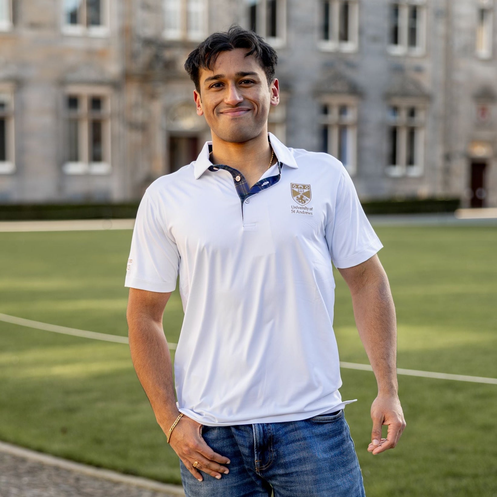 Tartan lined polo shirt